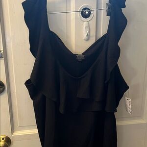 Nine West Ruffled Black Sleeveless shirt